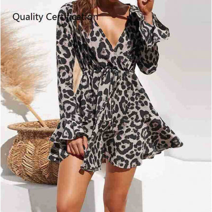 Casual Ruffle Long Sleeve A-line Mini Party Dress