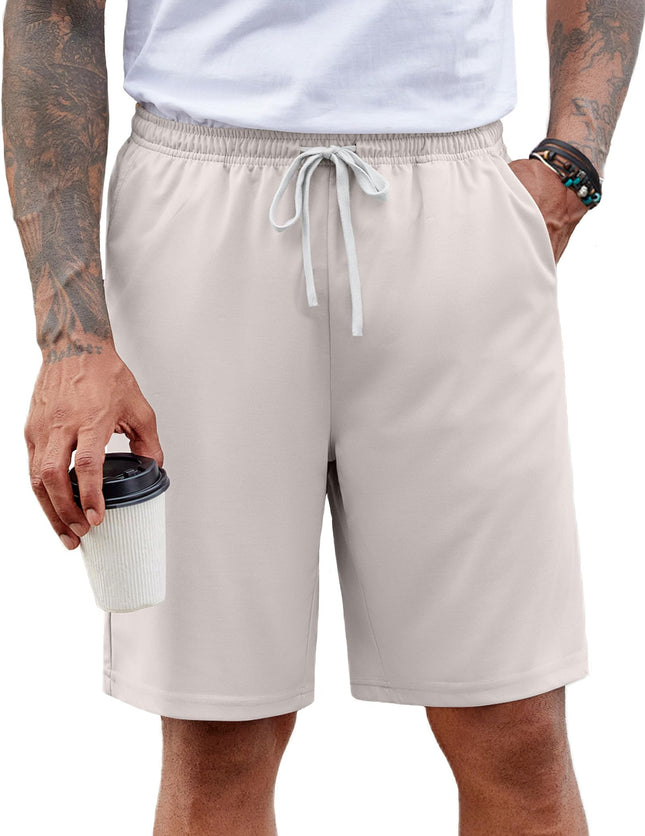COOFANDY Mens Flat Front Shorts Casual Summer Shorts Regular Fit Lightweight Beatch Shorts Light Grey