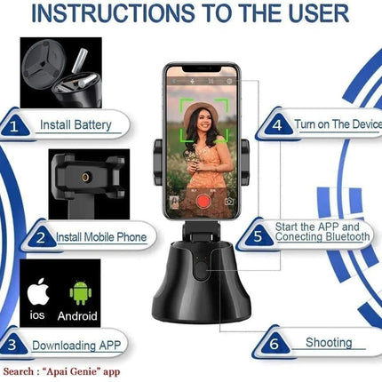 Robo 360 Rotation Smart AI Gimbal Live Video Record And Object Motion Tracking - Lamarshop1