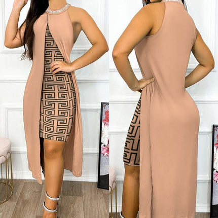 Sleeveless Solid Color Slit Dress for Summer
