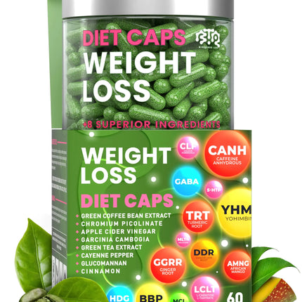 Bioteque Lab Weight Loss Diet Capsules Natural Appetite Suppressant Fat Burner for Women and Men with Apple Cider Green Coffee Bean Extract Cinnamon Cayenne Pepper Metabolism Booster - Lamarshop1