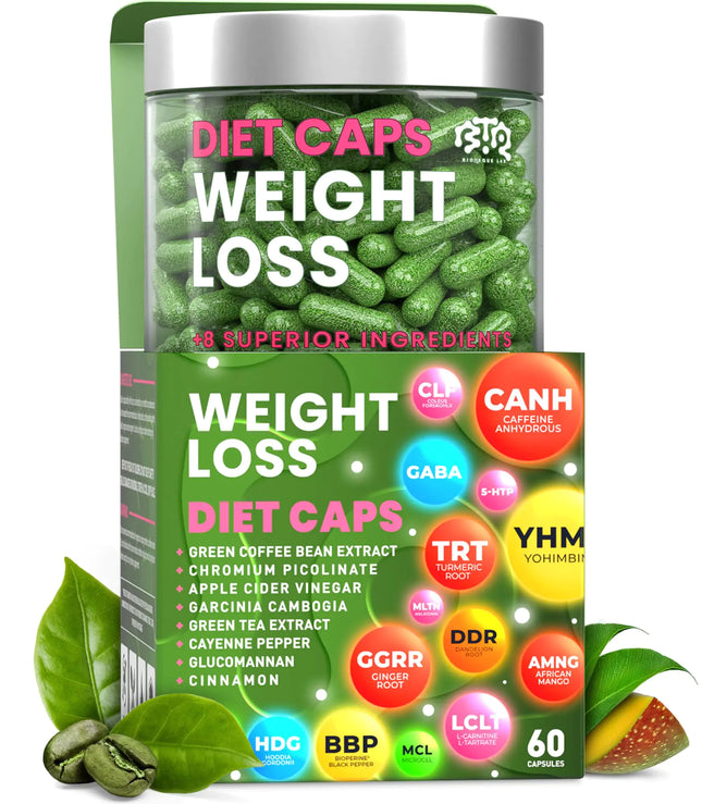 Bioteque Lab Weight Loss Diet Capsules Natural Appetite Suppressant Fat Burner for Women and Men with Apple Cider Green Coffee Bean Extract Cinnamon Cayenne Pepper Metabolism Booster - Lamarshop1