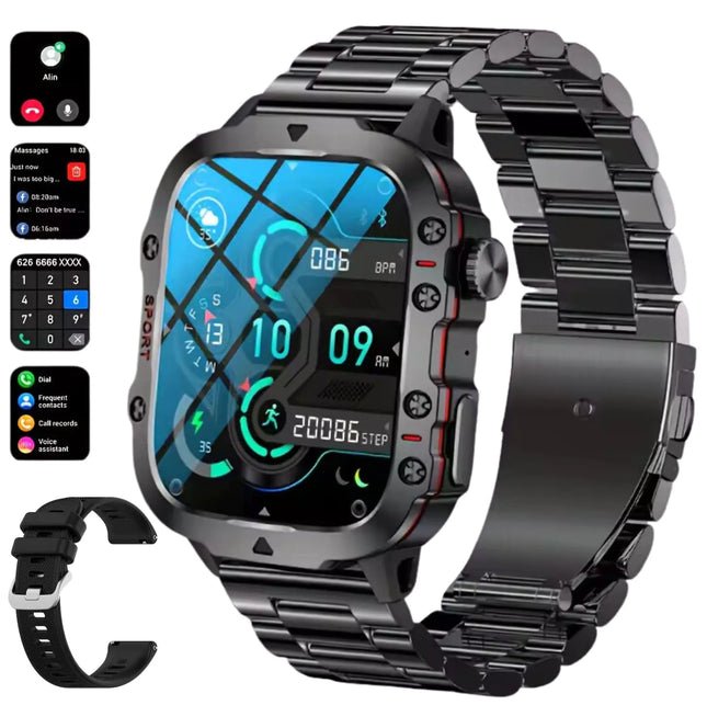 DBOGA Smart Watches for Men Fitness Watch Android Smart Watch Running Watch Heart Rate Monitor Watch 100+ Sports Modes Fitness Tracker Smartwatch for Men with IP68 1.96" HD 420 mAh 2 Straps - Lamarshop1