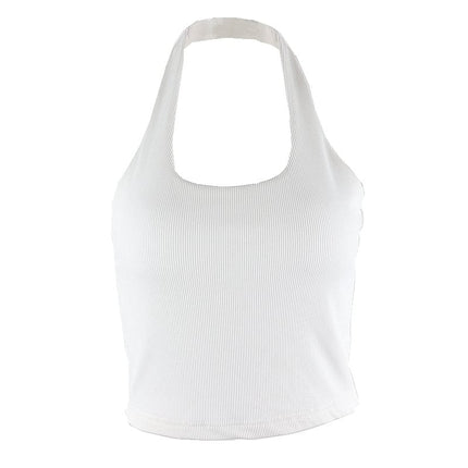Exposed Umbilicus Halter-neck Short Vest