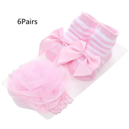 Striped Solid Color Lace Baby Socks for Kids