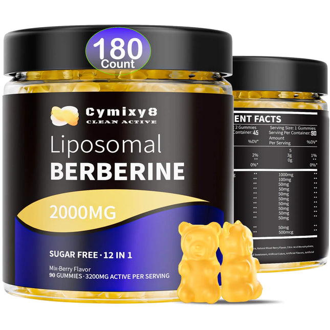 Cymixy8 12 in 1 Berberine HCL Gummies - High Bioavailability Liposomal Berberine Gummies with for Women and Men Berberine with Ceylon Cinnamon & Vegan Supplement - AMPK Activator (180 Count) - Lamarshop1