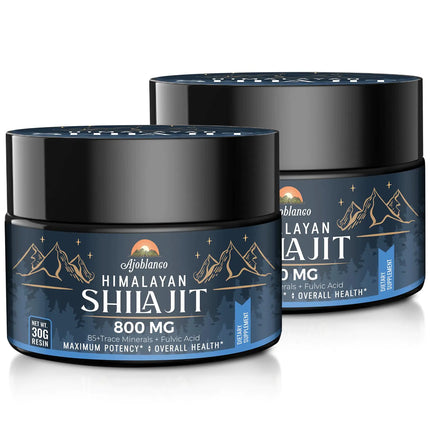 Ajoblanco 800 Mg Himalayan Shilajit Resin Shilajit Pure Himalayan Organic Shilajit Supplement with Purity High Dosage & Potency for Energy Strength & Immunity Men & Women 30 Grams Pack of 2 - Lamarshop1
