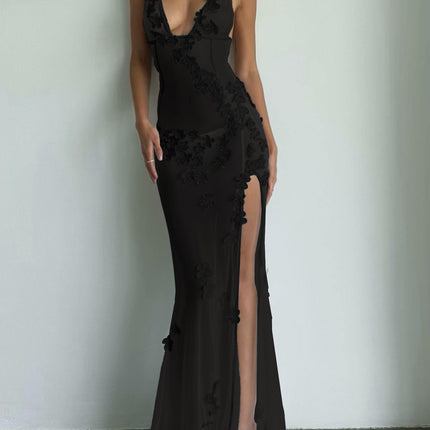 2023 Women's Lace Panel V-Neck Sleeveless Dress