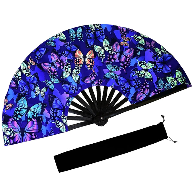 dmjuncong Large Folding Hand Rave FanClack Handheld Fan with Fan bagfor Music FestivalsCarnivalRainbow OutfitsDisco PartyNeon Party Glow Party Decorations Supplies. - Lamarshop1