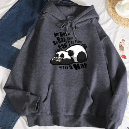 Women's Casual Loose Panda Fleece Hoodie Sweater - Lamarshop1