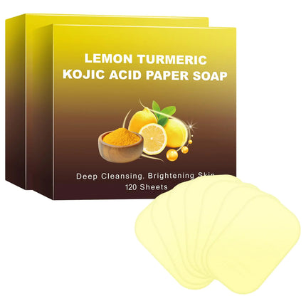 Turmeric Soap for Dark Spots Kojic Acid Soap Turmeric Soap Bar 240 Sheets Dark Spot Corrector Turmeric Face Soap Sheets Turmeric Papper Soap Kojic Acid Soap for Travel Brightening Hand Soap Bars - Lamarshop1