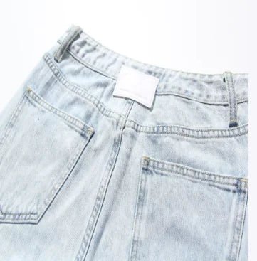 Two-tone Color Contrast Wide-leg Jeans for Slimming