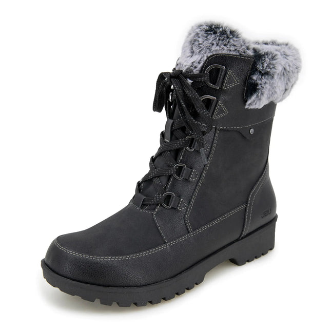 JBU Womens Antonio Fashion Lace Up Comfort Casual Waterproof Mid Calf Boot Black 9 Wide