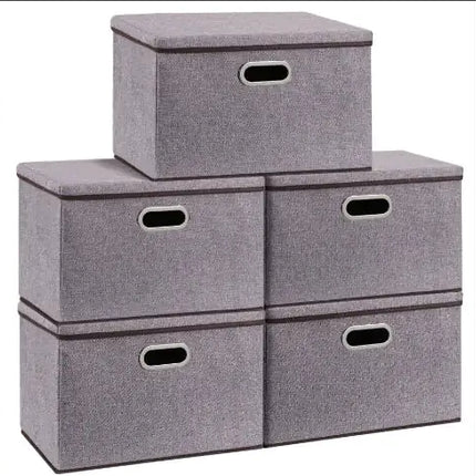 Household Items Storage Box Cotton And Linen Large Folding Storage Box Clothing Storage Box 44 - 30 - 30cm, 3 - piece Set, 5 - piece Set - Lamarshop1