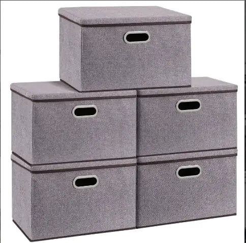 Household Items Storage Box Cotton And Linen Large Folding Storage Box Clothing Storage Box 44 - 30 - 30cm, 3 - piece Set, 5 - piece Set - Lamarshop1