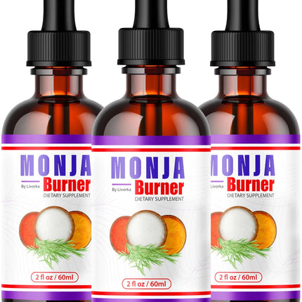 (3 Pack) Official Monja Burn Drops - MonjaBurner Drops 2025 Advanced New Formula MonjaBurner Liquid Drop Monja Burn Tea Drops 3 Bottles for 3 Months - Lamarshop1