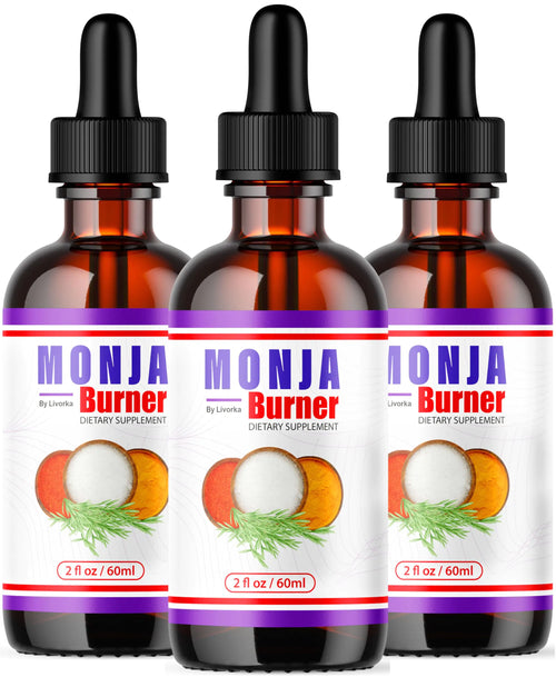 (3 Pack) Official Monja Burn Drops - MonjaBurner Drops 2025 Advanced New Formula MonjaBurner Liquid Drop Monja Burn Tea Drops 3 Bottles for 3 Months