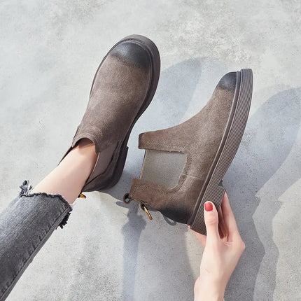 Women's Martin Boots 2020, Leather Chunky Ankle Boots - Lamarshop1