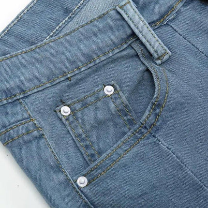 Star Mesh Patchwork Wide Leg Jeans with Frayed Detail