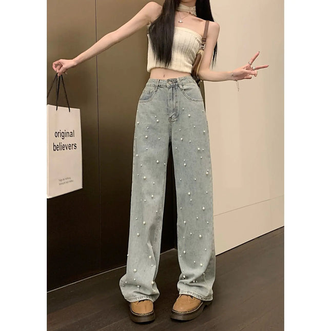 Women's High Waist Straight Wide Leg Jeans for Summer