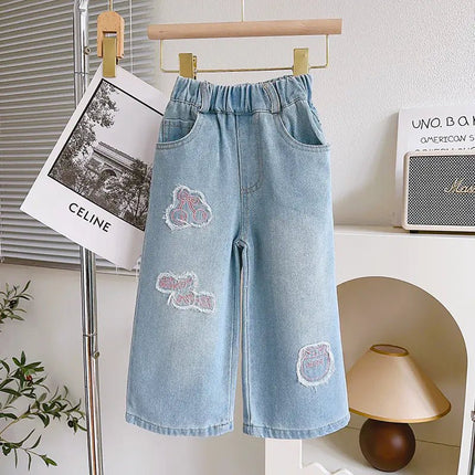 Fashionable Girls' Loose Wide-Leg Jeans BCA116
