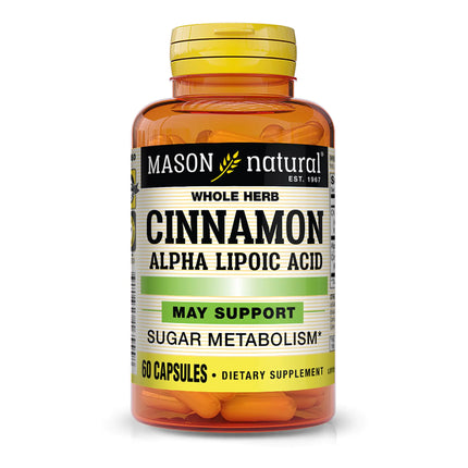 MASON NATURAL Cinnamon with Alpha Lipoic Acid - Healthy Sugar Metabolism Supports Heart and Circulatory Health 60 Capsules - Lamarshop1
