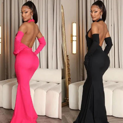 Backless Hollow - out Halter Dress for Women - Lamarshop1