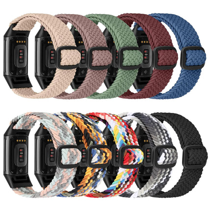 10 Pack Braided Stretchy Adjustable Straps Compatible for Fitbit Charge 5 Fitbit Charge 6 Bands for Women MenSport Elastic Nylon Cloth Wristbands for Charge 5/6 - Lamarshop1