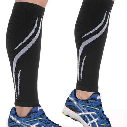 Keskale Calf Compression Sleeves for Men & Women (20 - 30 mmHg) Leg compression Sleeve Footless Compression Socks for Running Varicose Veins & Shin Splint Relief Black/Gray XXL - Lamarshop1