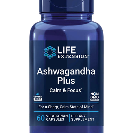 Life Extension Ashwagandha Plus Calm & Focus ashwagandha Extract Spearmint Extract Focus Attention Relaxation Advanced Formula 60 Vegetarian Capsules - Lamarshop1