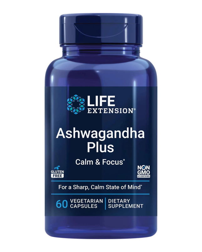 Life Extension Ashwagandha Plus Calm & Focus ashwagandha Extract Spearmint Extract Focus Attention Relaxation Advanced Formula 60 Vegetarian Capsules - Lamarshop1