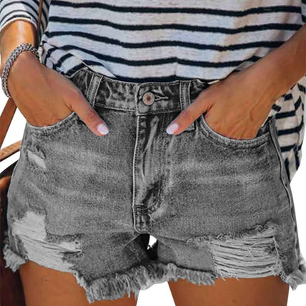 onlypuff Womens Jean Shorts Denim Shorts Distressed GreyJean Shorts Women Ripped Summer Shorts Cut Off Jean Shorts Grey XXL