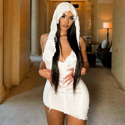 Solid Color Casual Sleeveless Hooded Tassel Dress