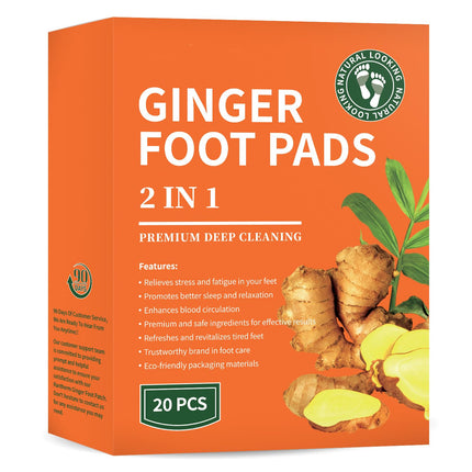 Premium Deep Cleansing Foot Pads Ginger Foot Pads Premium Ginger Powder & Bamboo Vinegar Foot Pads for Promoting Sleeping Relieving Fatigue and Deep Cleaning 20 Packs