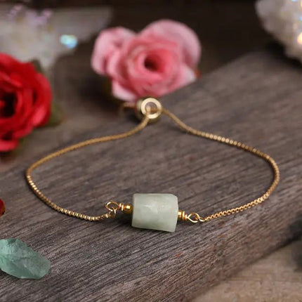 Adjustable Women’s Metal Chain Bracelet with Prismatic Stones