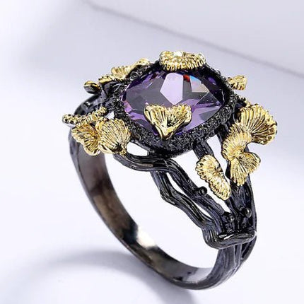 Natural Stone Timbo Black Gold Creative Ring