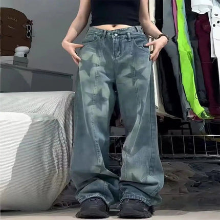 Women's Irregular High Waist Wide-Leg Jeans