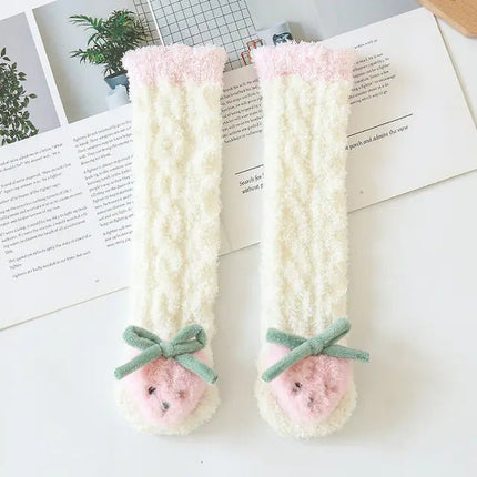 Thick Coral Velvet Baby Socks with Cartoon Designs