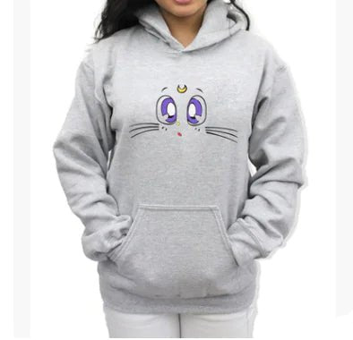 Women's Hooded Sweatshirt with Fleece Cat Design - Lamarshop1