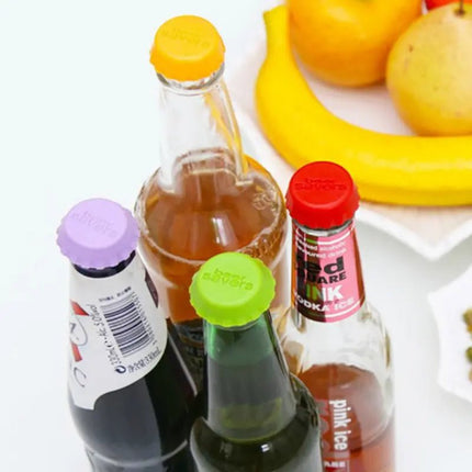 6pcs Reusable Silicone Bottle Caps for Kitchen Use