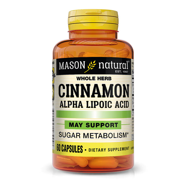 MASON NATURAL Cinnamon with Alpha Lipoic Acid - Healthy Sugar Metabolism Supports Heart and Circulatory Health 60 Capsules - Lamarshop1