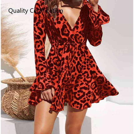 Casual Ruffle Long Sleeve A-line Mini Party Dress