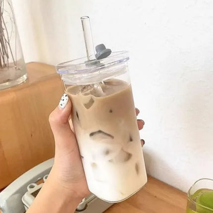 Square Transparent Coffee Cup with Lid - Lamarshop1