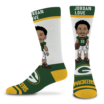 For Bare Feet - Green Bay Packers NFL Player Footwear For Men And Women Game Day Apparel Dress Socks - Jordan Love (US Alpha Large Regular Regular Jordan Love - Green Bay Packers)