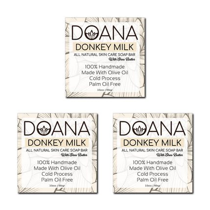 Donkey Milk Soap Bar - Now with SHEA BUTTER - With Olive Oil and Coconut Oil Palm Oil Free (Pack of 3)