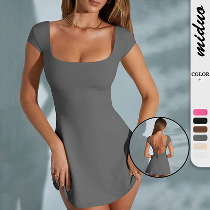 Y2K Style Minimalist Backless A-Line Dress for Summer