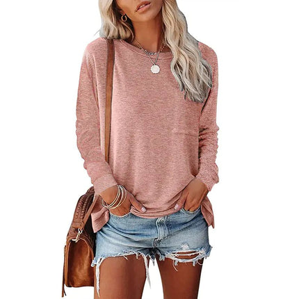 Pocket Split Long - sleeved Casual T-shirt - Lamarshop1
