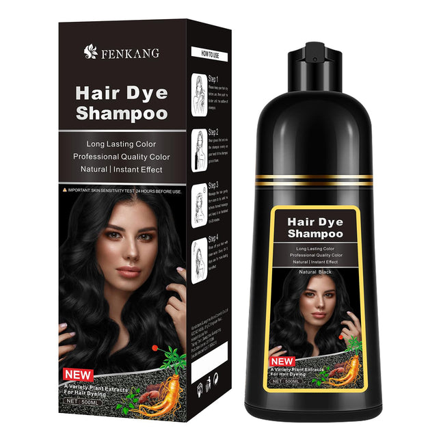 COSMPURLUXE Black Hair Dye Shampoo 3 in 1 Gray Hair Coverage for Women & Men Herbal Natural Plant Hair Dye Shampoo 500mL
