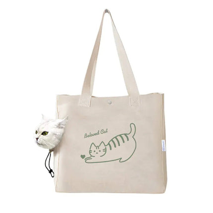 Portable Canvas Print Handbag for Outings with Pets - Lamarshop1