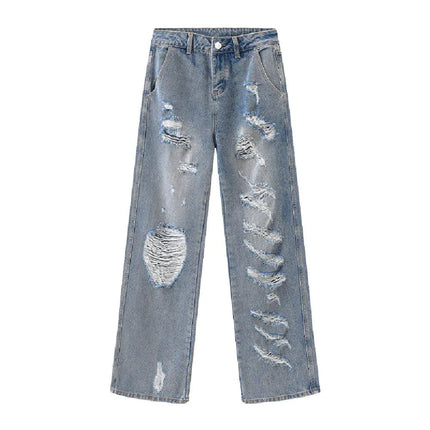 Women's Torn Wide Leg Jeans